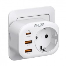Мережевий розгалужувач LENCENT WW09-F-PD 16A 4000W 4 в 1 з функцією швидкої зарядки PD+QC3.0 20W