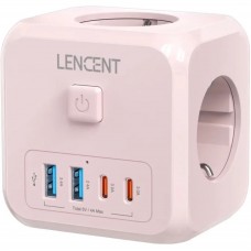 Мережевий фільтр трійник LENCENT PA037EU 7 в 1 із вимикачем + 3 USB/1TYPE-C