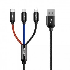 Кабель Lightning/USB-Type-C/Micro USB Baseus Three Primary Colors USB Type-C+Lightning+MicroUSB 30cm 3.5A (CAMLT-ASY01)