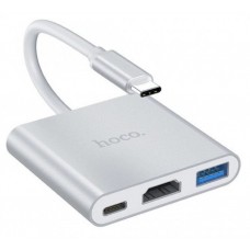 Hub адаптер Hoco HB14 Type-C to USB3.0/HDMI/Type-C PD Silver