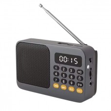 FM радіоприймач з MP3-плеєром та ліхтарем. Радіо портативне з акумулятором та слотом для карти памяті