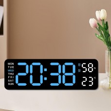 Настінний LED-годинник цифровий з календарем та термометром, модель 5503 (23см*7.5см*3,5см) Blue