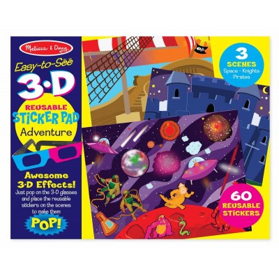 Багаторазові 3-D наліпки з окулярами "Пригоди" Melissa&Doug (MD9375)
